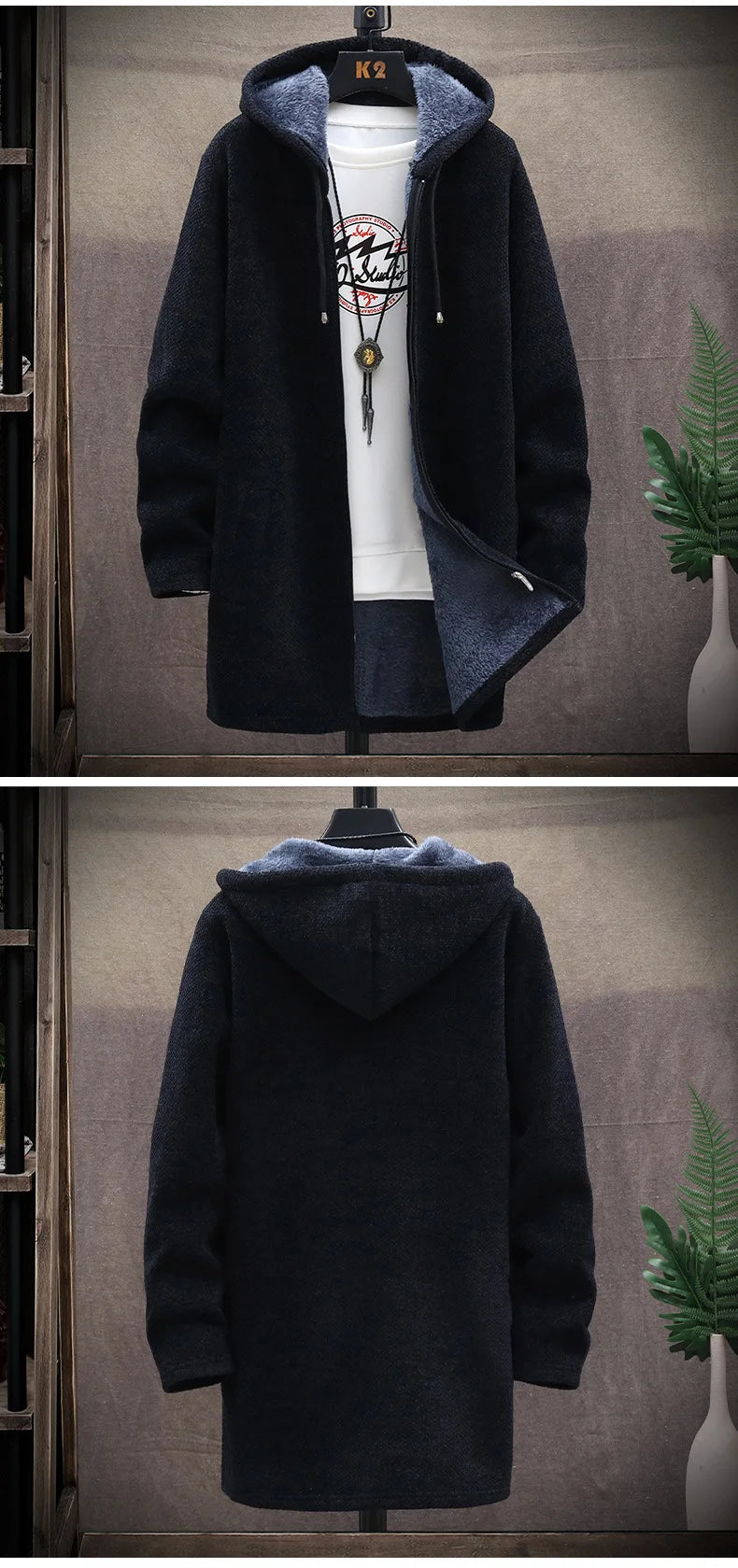 Winter Men Sweater Fleece Cardigan  Jacket Men\'s Slim Sweaters Winter Long Hooded Sweater Thick Warm Coat Mens Clothing 2025