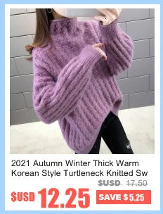 2022 Autumn Winter Women Turtleneck Sweater Loose  Elegant Warm Knitted Pullovers Fashion Solid Tops Knitwear Jumper
