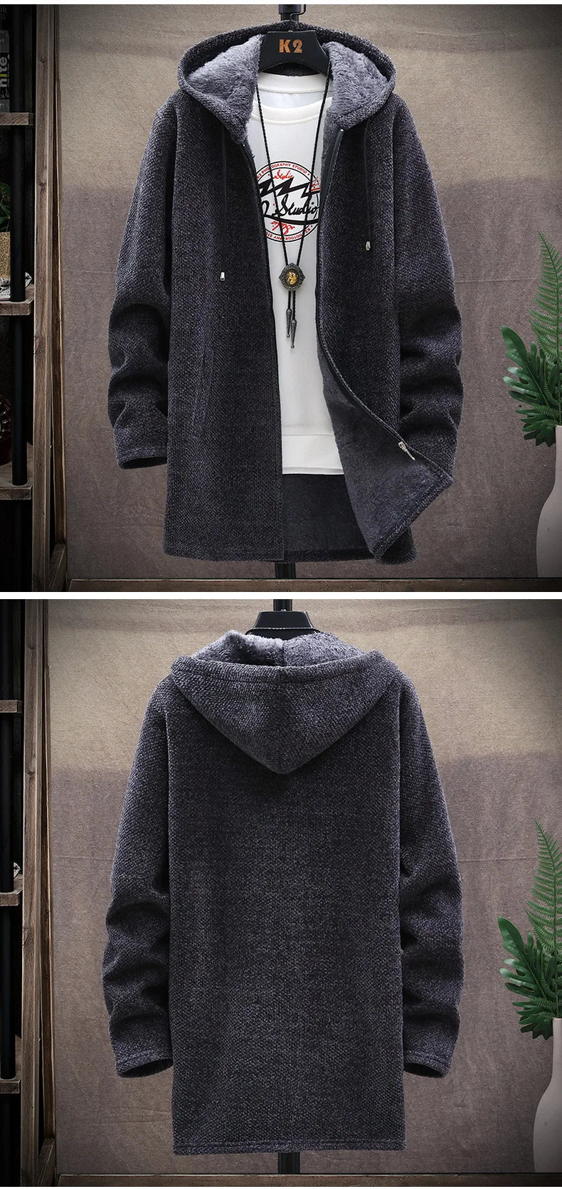 Winter Men Sweater Fleece Cardigan  Jacket Men\'s Slim Sweaters Winter Long Hooded Sweater Thick Warm Coat Mens Clothing 2025