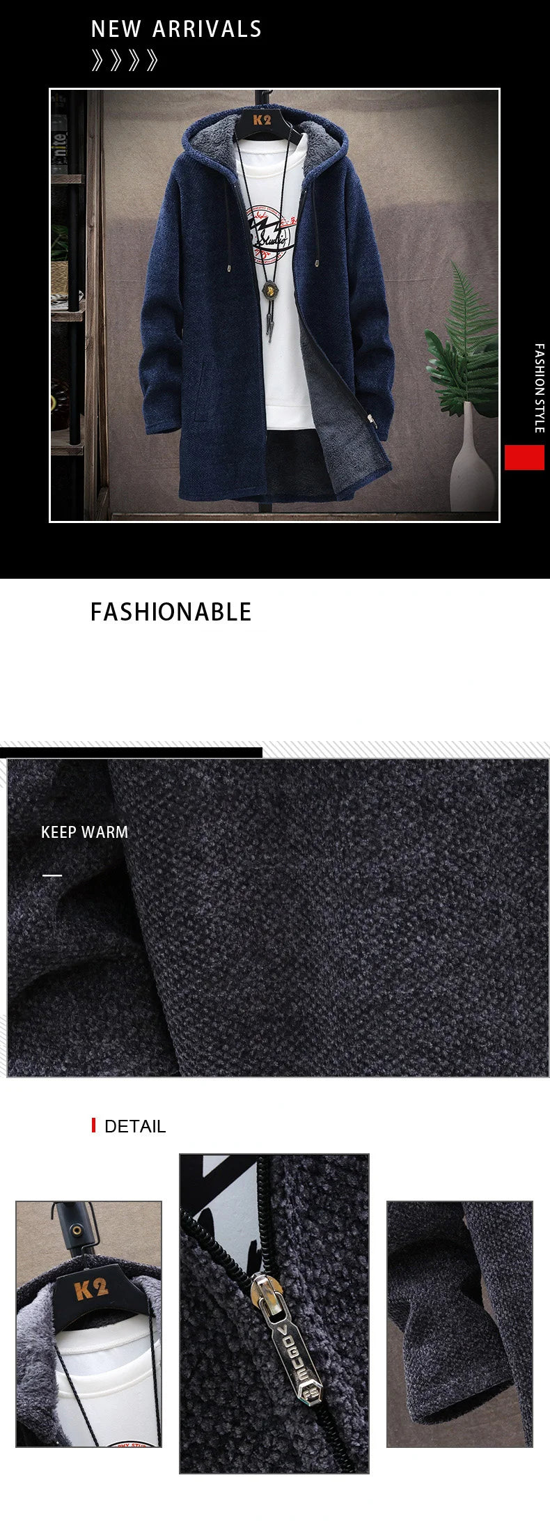 Winter Men Sweater Fleece Cardigan  Jacket Men\'s Slim Sweaters Winter Long Hooded Sweater Thick Warm Coat Mens Clothing 2025