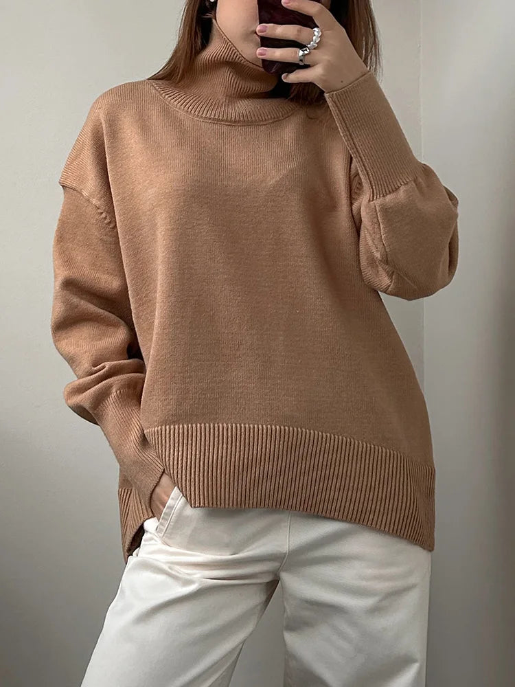Winter Coffee Sweaters Women Oversize Turtleneck Warm Pullovers Thick Christmas Sweaters For Women Oversized Sweater And Jumpers