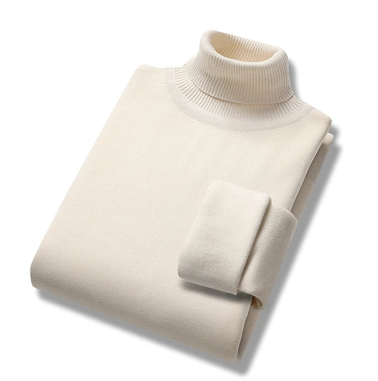 Winter Trend Sweaters Men's Solid Long Sleeved Turtleneck Pullover High Neck Fleece Warm Slim Fit Casual Sweater Jumper 4XL