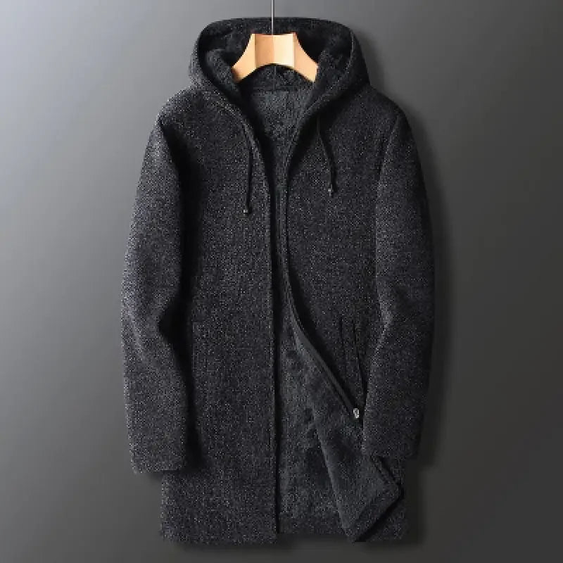 Winter Men Sweater Fleece Cardigan  Jacket Men\'s Slim Sweaters Winter Long Hooded Sweater Thick Warm Coat Mens Clothing 2025