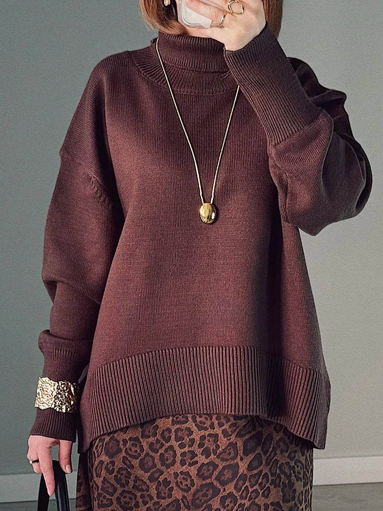 Winter Coffee Sweaters Women Oversize Turtleneck Warm Pullovers Thick Christmas Sweaters For Women Oversized Sweater And Jumpers