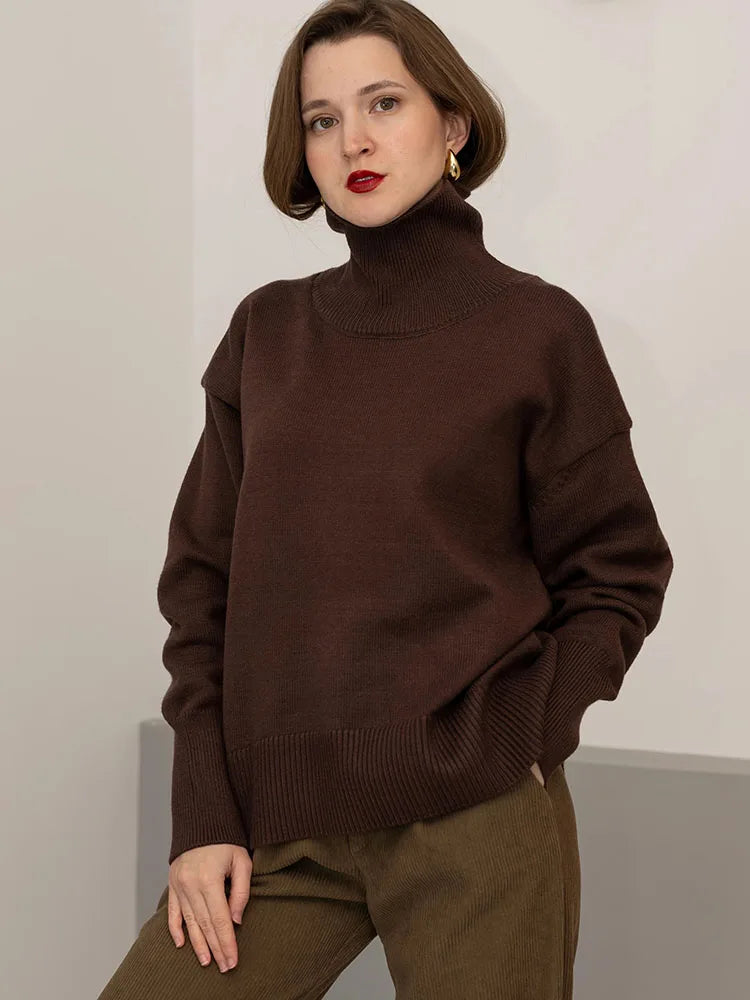 Winter Coffee Sweaters Women Oversize Turtleneck Warm Pullovers Thick Christmas Sweaters For Women Oversized Sweater And Jumpers