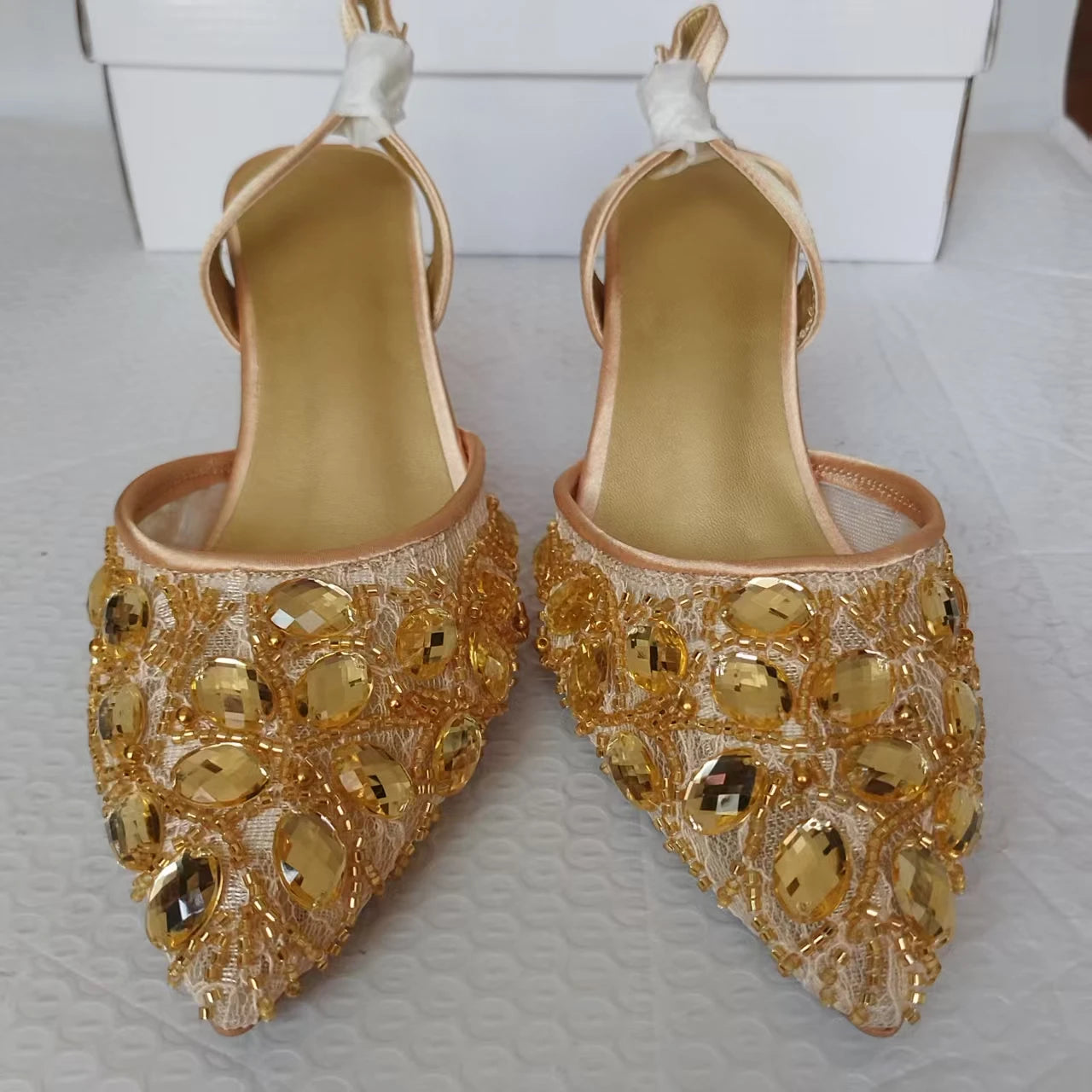 INSIGHTLINK Women's Gold Color Rhinestones high heeled Shoes And Clutch Bags Diamonds high-heeled Stiletto sandals For Wedding
