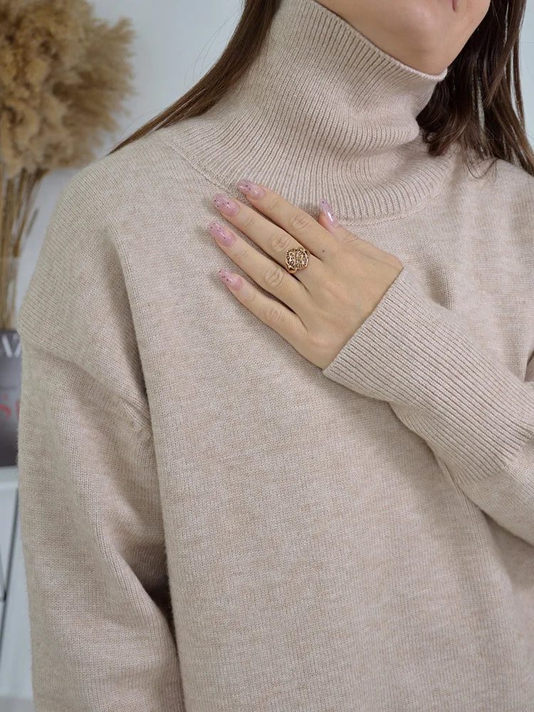 Winter Coffee Sweaters Women Oversize Turtleneck Warm Pullovers Thick Christmas Sweaters For Women Oversized Sweater And Jumpers