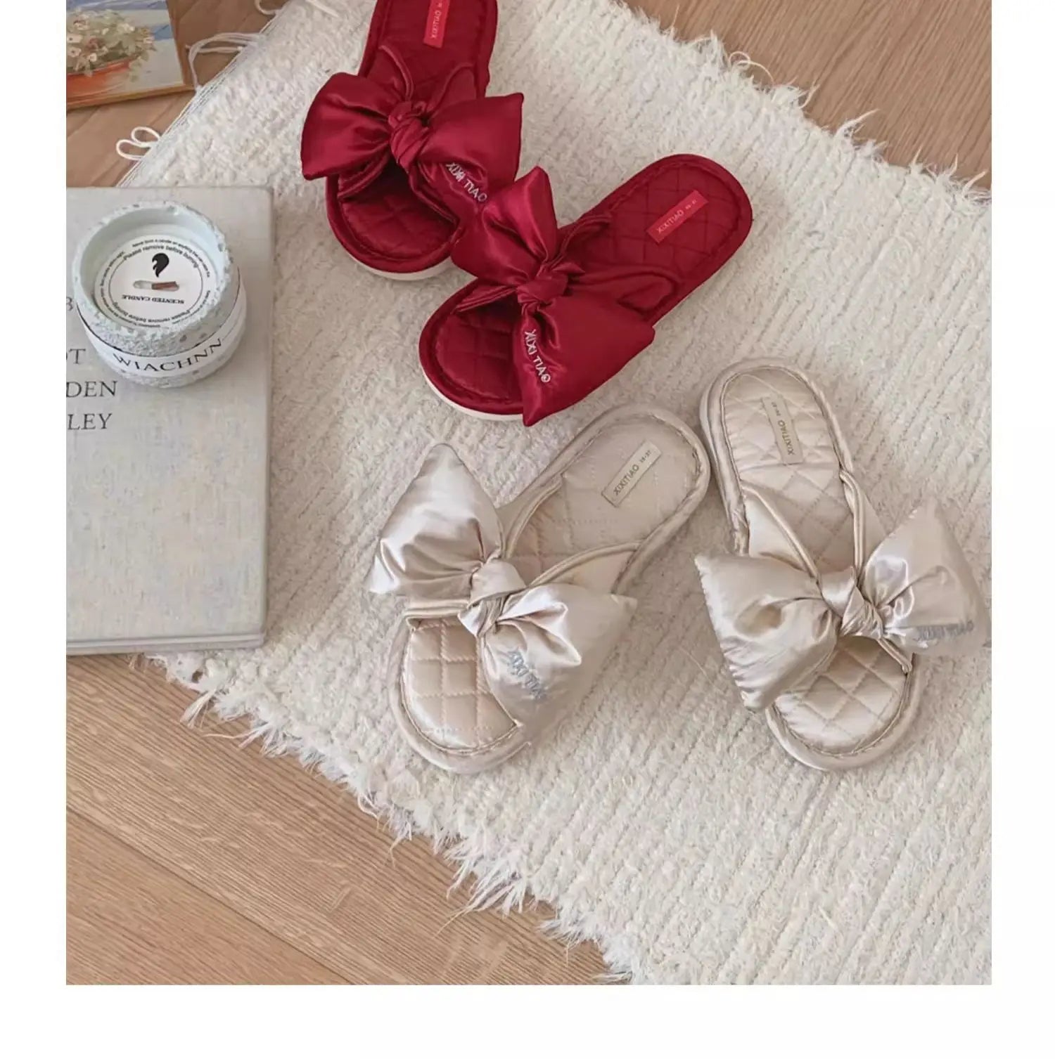 Anti-Slip Casual Faion Ladies Silk Surface slippers