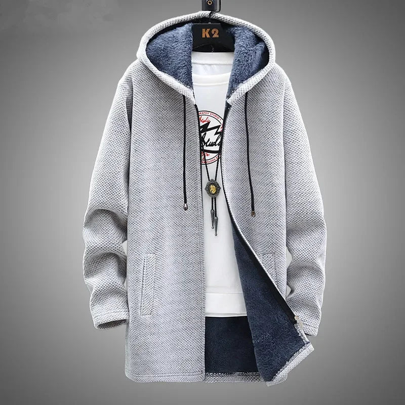 Winter Men Sweater Fleece Cardigan  Jacket Men\'s Slim Sweaters Winter Long Hooded Sweater Thick Warm Coat Mens Clothing 2025