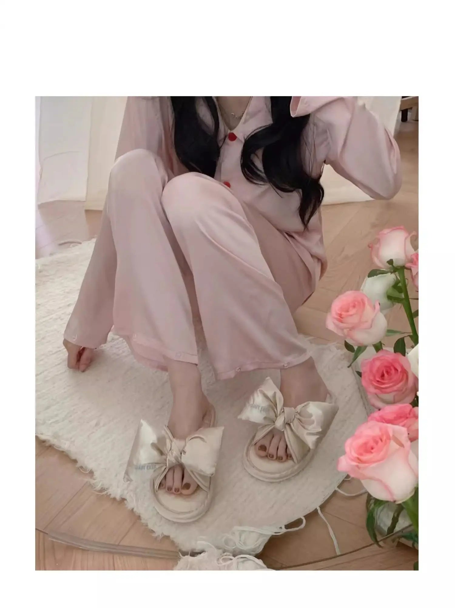 Anti-Slip Casual Faion Ladies Silk Surface slippers