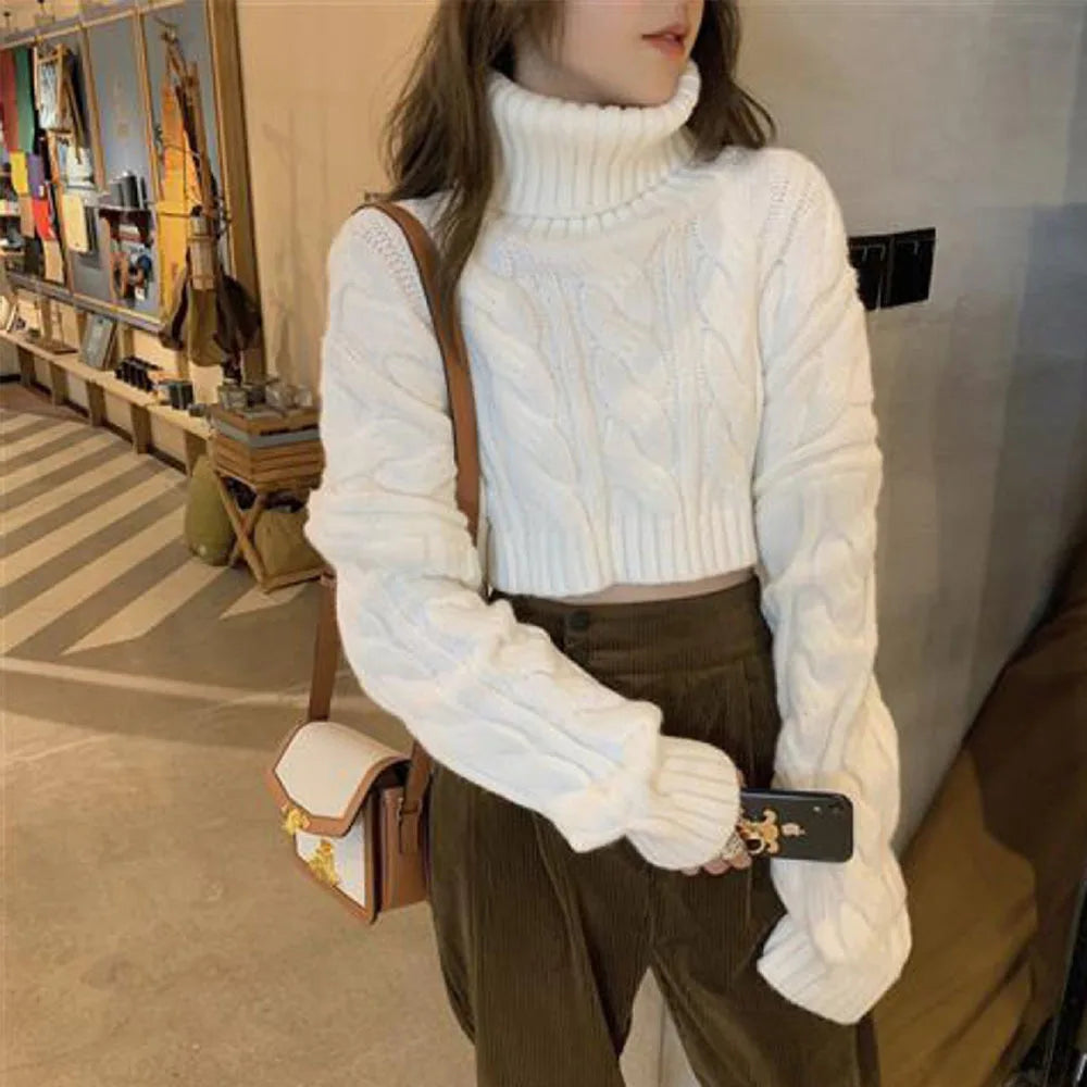 2022 Autumn Winter Women Turtleneck Sweater Loose  Elegant Warm Knitted Pullovers Fashion Solid Tops Knitwear Jumper