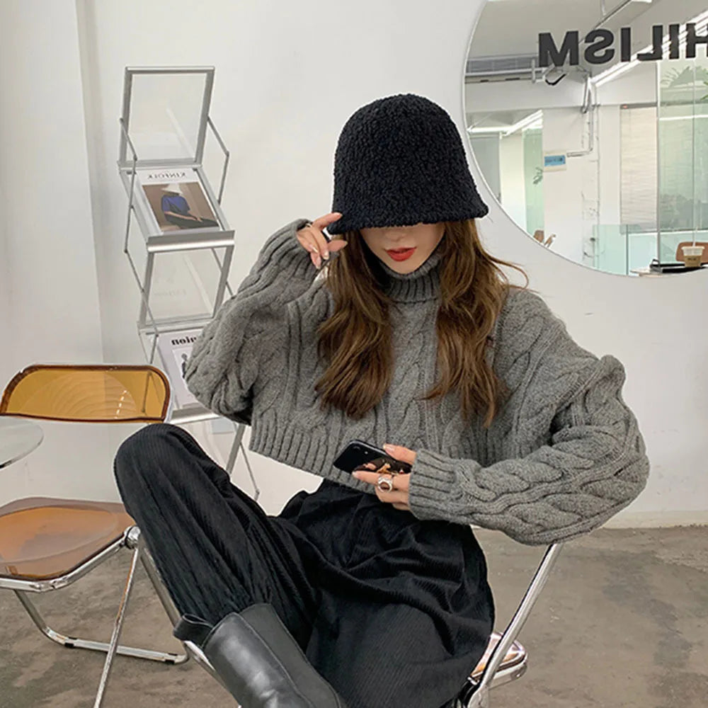 2022 Autumn Winter Women Turtleneck Sweater Loose  Elegant Warm Knitted Pullovers Fashion Solid Tops Knitwear Jumper