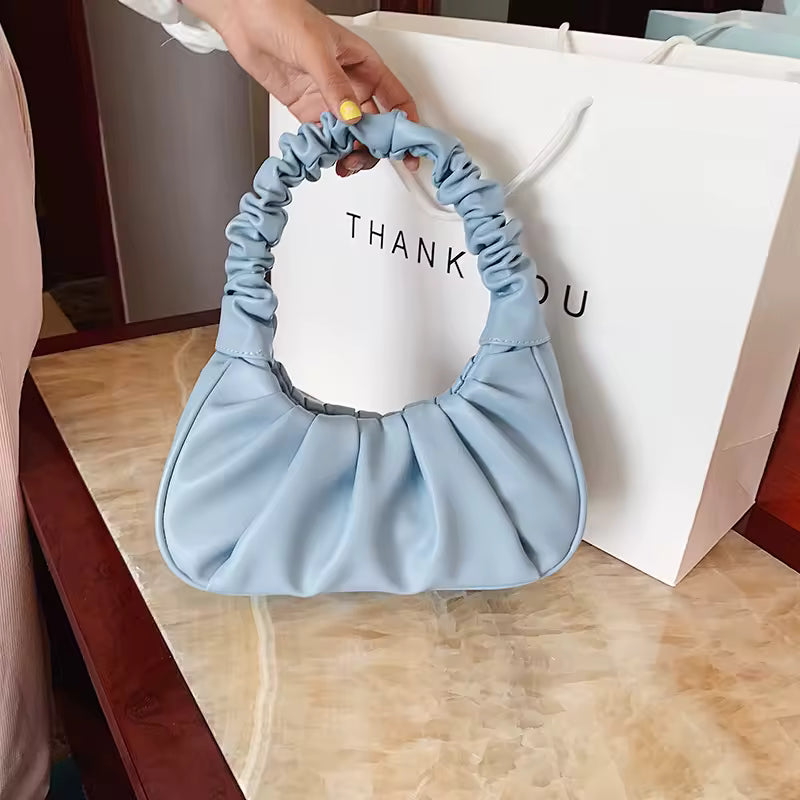 Ruched PU Leather Shoulder Bag