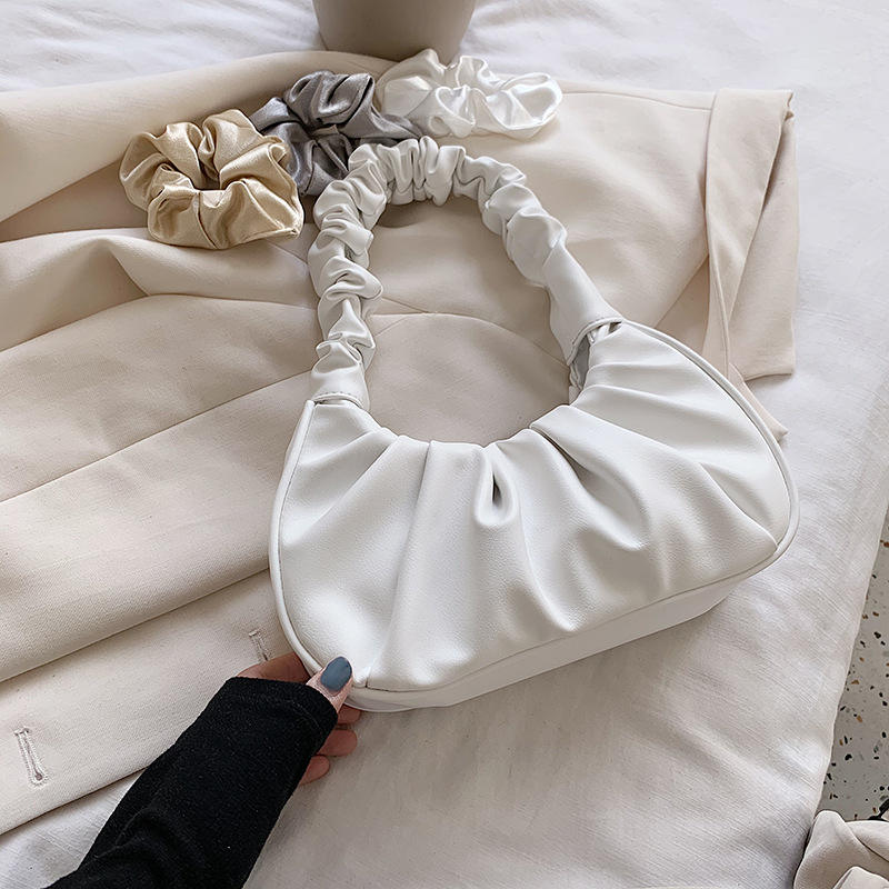 Ruched PU Leather Shoulder Bag