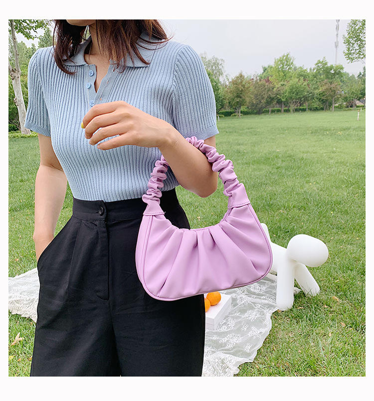 Ruched PU Leather Shoulder Bag