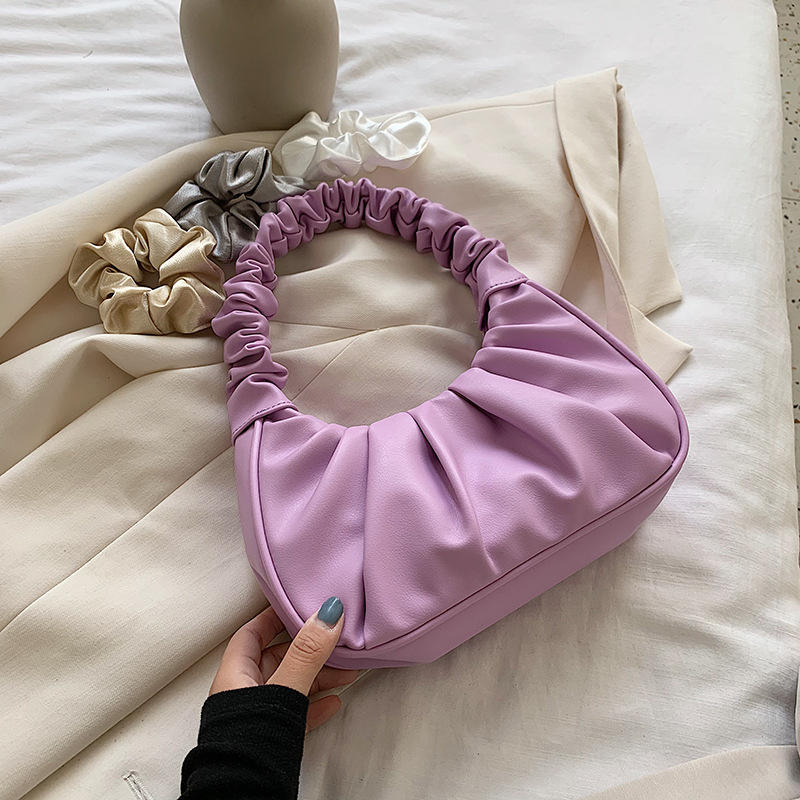 Ruched PU Leather Shoulder Bag