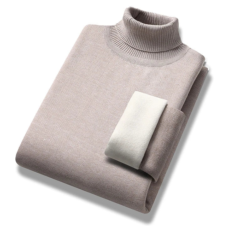 Winter Trend Sweaters Men's Solid Long Sleeved Turtleneck Pullover High Neck Fleece Warm Slim Fit Casual Sweater Jumper 4XL